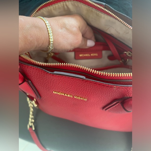 Michael Kors Studio Mercer large Dome Satchel Bag in dark Sangria - Picture 11 of 16